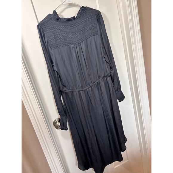 NWT Good Hart Women's Silky Long Sleeve Midi Dress Smocked Boho Blue Size Large - Picture 9 of 14